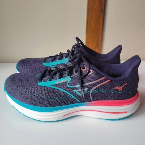 New Mizuno WAVE Rider 29 Mens Running Shoes - Purple and Teal main image 9